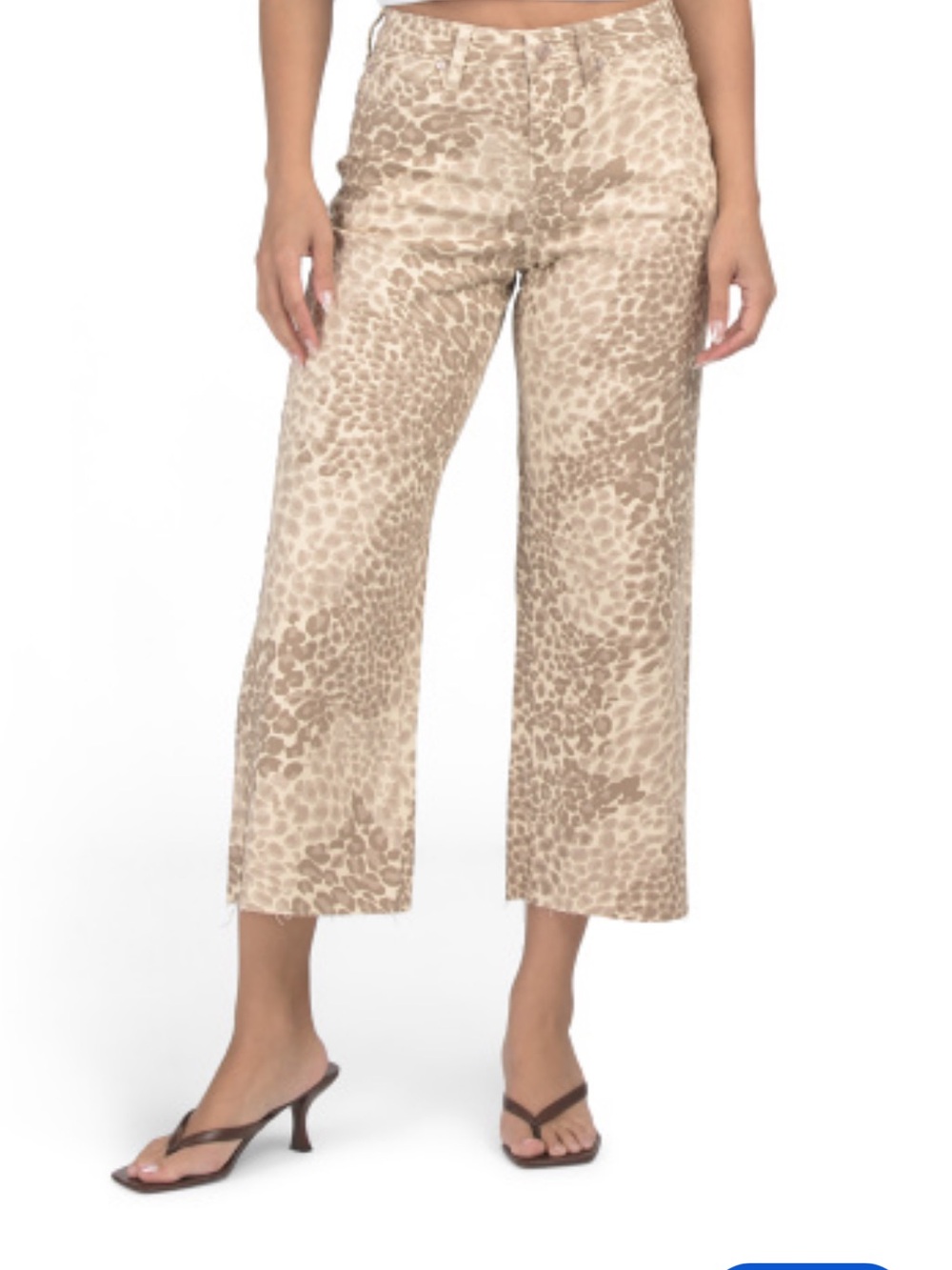 Oat New York Beige Leopard Wide-Leg cropped Jeans